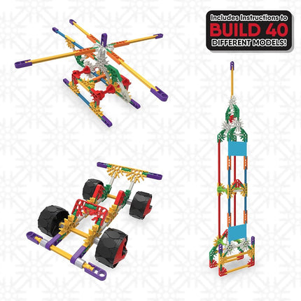 Basic Fun - K'NEX Beginner Building Set 40 Model Educational Toys for kids , 141 Piece Beginners Learning Kit, Engineering for Children Ages 5+(Packaging may vary)