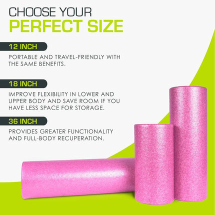 ProsourceFit High Density Foam Rollers 36 - inches long, Firm Full Body Athletic Massage Tool for Back Stretching, Yoga, Pilates, Post Workout Muscle Recuperation, Black/Orange