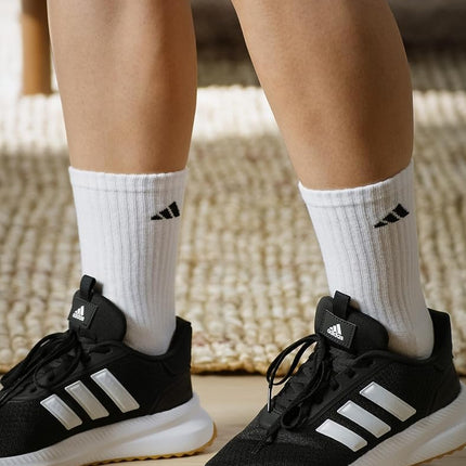 adidas Women's Athletic Cushioned Crew Socks with Arch Support, 6-Pack, Durable, Moisture-Wicking, White/Black/White, Medium