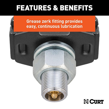 CURT 45144 RockerBall Cushion Hitch Ball Mount, 7,500 lbs 2-Inch Diameter, 2-in Shank, 5" Drop, Anti-Rattle Pin