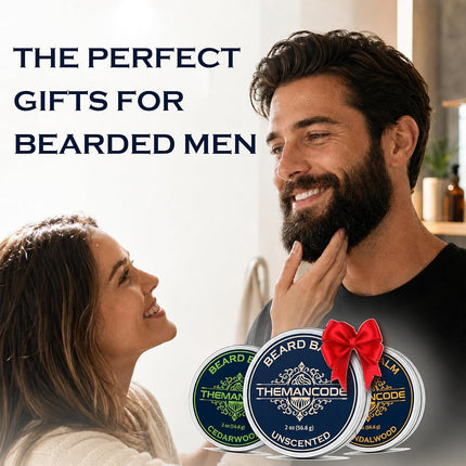 THEMANCODE Sandalwood Beard Balm for Men, Beard Care Gift for Men, 2 oz