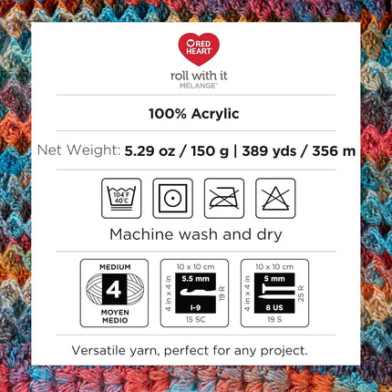 Red Heart Roll with It Melange Yarn, 3 Pack, Green Room 3 Count
