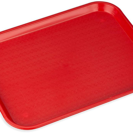 Bandeja de cafetería de Carlisle FoodService Products con superficie texturizada para cafeterías, restaurantes de comida rápida y comedores, plástico, 14" x 18", rojo, (Paquete de 12)