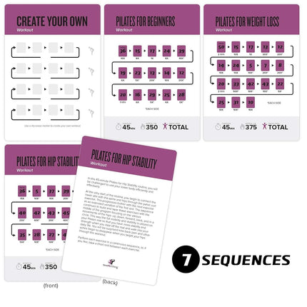 62 Pilates Cards for Men/Women: Home, Gym or Studio - 50 Exercises, 12 Stretches, 6 Training Exercises for Beginner to Advanced - Waterproof