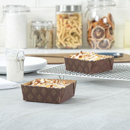 Restaurantware-Panificio Premium 4 Ounce Kraft Square Baking Cups, 100 Paper Baking Cups Perfect for Muffins, Cupcakes or Mini Snacks - Greaseproof, Rippled - Disposable and Sustainable