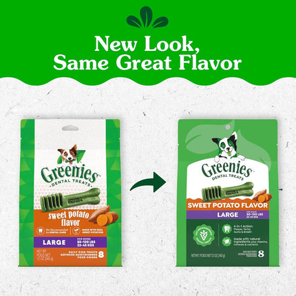 Greenies Canine Large Dental Dog Treats Sweet Potato 340G Bag