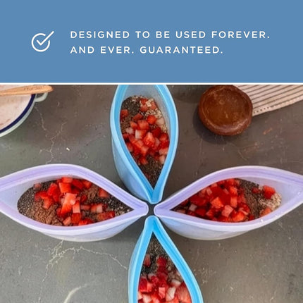 Stasher Reusable Silicone Storage Bag, Food Storage Container, Microwave and Dishwasher Safe, Leak-free, Bundle 3-Pack Bowls, Blue + Lavender + Green