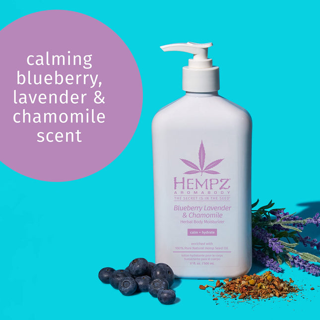 Hempz Humectante Corporal Herbal de Arándano, Lavanda y Manzanilla, 17 oz líq., Paquete de 1