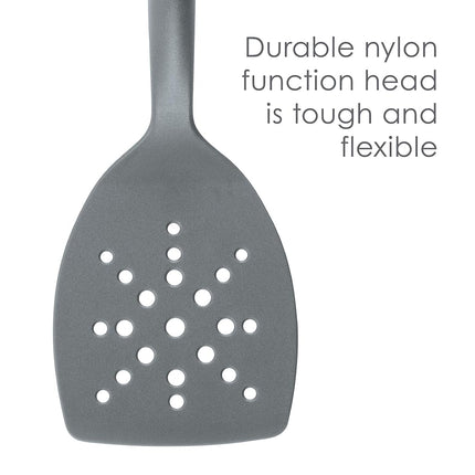 Rachael Ray 47654 2-Piece Lazy Tool Nylon Slotted Turner Set, Gray