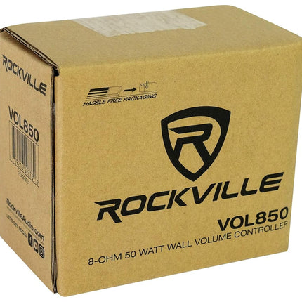 Rockville VOL850 50W x2 Wall Stereo Volume Controller 8 Ohm, 11-Step Rotary Knob, 20Hz-20kHz, 30dB Attenuation, for Home Theater and Commercial Audio Systems