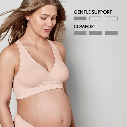 Medela Keep Cool Sleep Bra | Seamless Maternity & Nursing Bra with Full Back Breathing Zone and Soft Touch Fabric, Chai, S