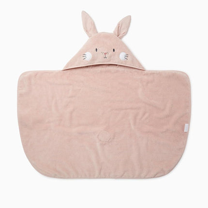 MORI Cotton Bunny Hooded Baby Bath Towel 100x88cm, Blush Pink