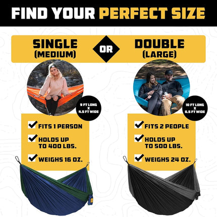 Wise Owl Outfitters Hammock for Camping Double Hammocks Gear for The Outdoors Backpacking Survival or Travel - Portable Lightweight Parachute Nylon DO Green & Khaki