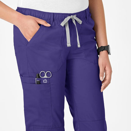 WonderWink Women's Size Wonderwork Straight Leg Cargo Scrub Pant, Grape, X-Large Tall