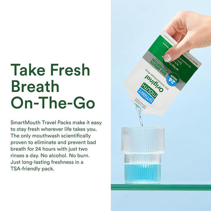 SmartMouth Mouthwash Travel Packets for 24 Hours of Fresh Breath Guaranteed, 3 Boxes, 10 packs each
