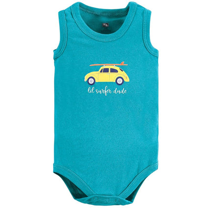 Hudson Baby Unisex Baby Cotton Sleeveless Bodysuits, Surfer Dude, 9-12 Months