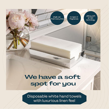 Disposable Guest Towel Paper Napkin - Disposable Cloth-Like Guest Towels - Soft and Absorbent Tissue Paper for Kitchen, Bathroom, Party, Wedding, Or Event (Pack of 200)