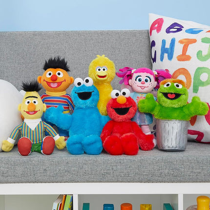 Just Play Sesame Street Friends 8-inch Cookie Monster Plush Stuffed Animal, Recycled Filling, Kids Toys for Ages 18 Month, Blue