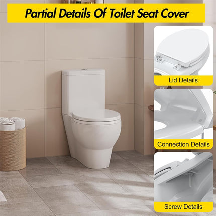 Round Toilet Seat Cover – PP Quick Release Flat Toilet Seat, White Easy-Remove Design for Simple Cleaning & Everyday Comfort