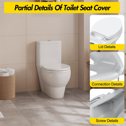 Round Toilet Seat Cover – PP Quick Release Flat Toilet Seat, White Easy-Remove Design for Simple Cleaning & Everyday Comfort