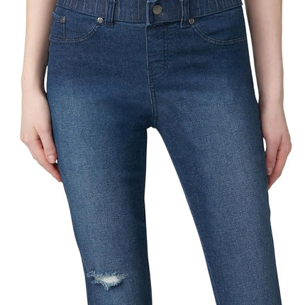 HUE Women's Ripped Knee Denim Leggings, Ink Wash, Large