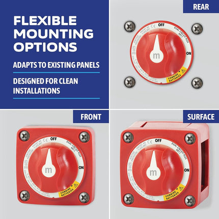 Blue Sea Systems 6011 m-Series Battery Switch Dual Circuit Plus, Red