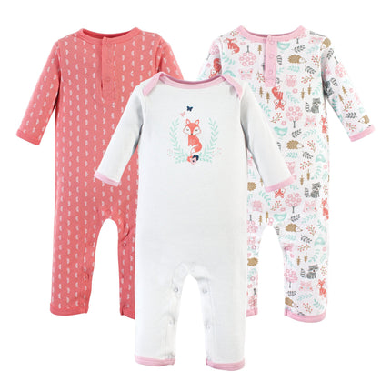 Hudson Baby Baby Cotton Union Suit, 3 Pack, Woodla