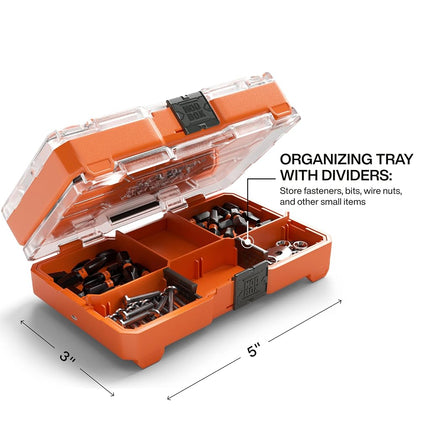 Klein Tools 33002S Slim PH2 & SQ2 Proflex Impact Driver Bit Set (20 Pieces) - MODbox Compatible Storage Case, Phillips & Square Bits, Storage Tray & Storage Tray
