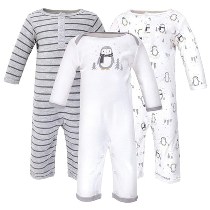Hudson Baby Baby-Boys Cotton Coveralls, Gray Penguin, 6-9 Months
