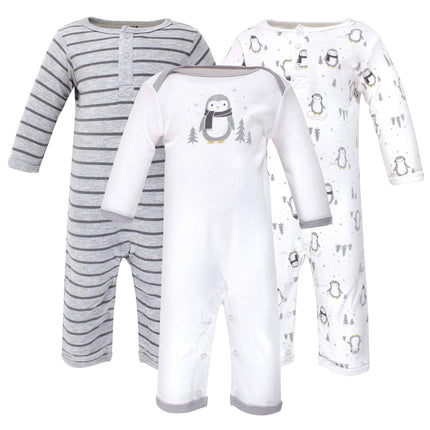 Hudson Baby Baby-Boys Cotton Coveralls, Gray Pengu