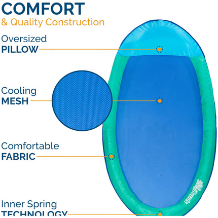 Flotador inflable SwimWays Spring Float para piscina con válvula Hyper-Flate, Aqua