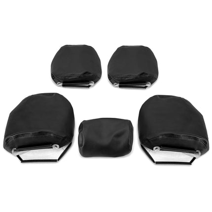 ECOTRIC Front & Rear Seat Covers Full Set Compatible with 2010-2015 Toyota Prius, Black Synthetic Leather Headrest B-Pillar Center Console Armrest Cover Replacement