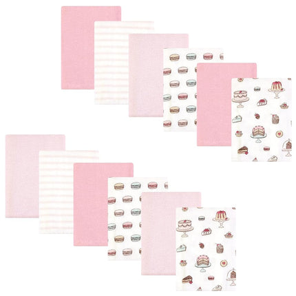 Hudson Baby Unisex Baby Cotton Flannel Burp Cloths Bundle, Sweet Bakery, One Size