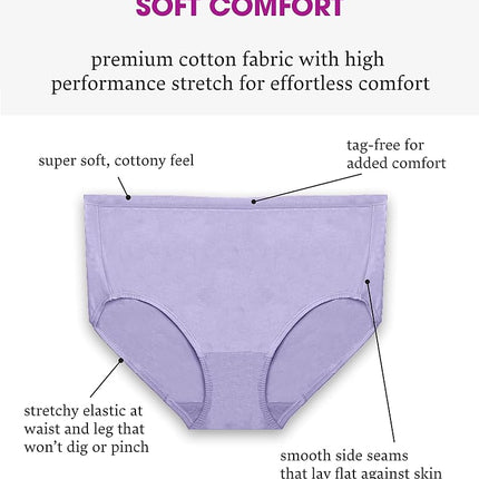 Fruit of the Loom Women's Underwear with 360° Stretch (Regular & Plus, Plus Size Brief-Comfort Cotton-6 Pack, 11