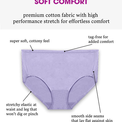 Fruit of the Loom Women's Retro Shorts (Pack of 4), Plus Size Brief - Comfort Cotton - 6 Pack, 10