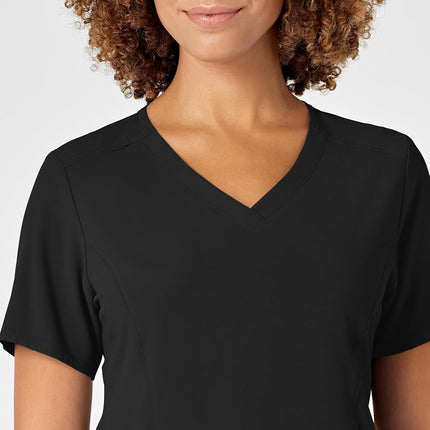 WonderWink Women's V-Neck Top, Black, Small