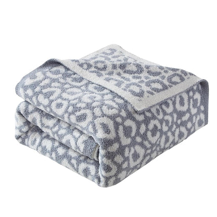 Elegant Comfort Leopard Throw Blanket, Gray Super Soft Cozy Fluffy Warm Throw Blankets for Couch, Sofa, Chair, Bed, Camping, Picnic, Travel Lightweight Bed Blanket (50" x 70")