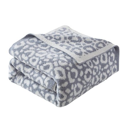 Elegant Comfort Leopard Throw Blanket, Gray Super 