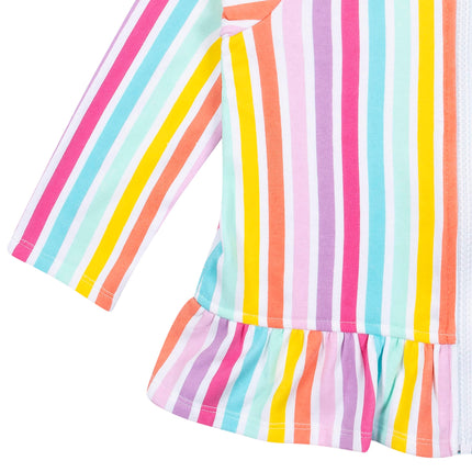 Baby & Toddler Girls Pink Zipper Hoodie Terry Coverup, Rainbow, 2T
