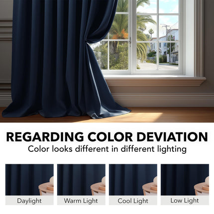 Deconovo Rod Pocket and Back Tab Blackout Curtains for Living Room, Thermal Insulated Room Darkening Curtains, 42x95 Inch, Navy Blue, 2 Panels