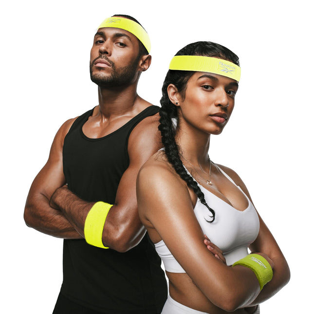 Lot de 3 bandeaux de sport unisexes - Bandeau de sport de 5,7 cm et bracelets de 8,2 cm avec technologie Stay Dry, en tissu éponge anti-humidité | Accessoires de fitness de qualité pour un confort actif - Reebok