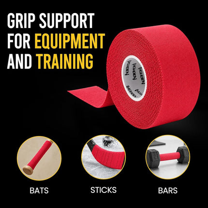 Bighorn Athletics Sports Tape | EZ-Tear Red Athletic Tape for Wrist, Hand, Ankle & Foot Support | Zinc Oxide Infused & Latex-Free Adhesive, Breathable Cotton Fabric, 1.5-Inch x 45-Feet, 4 Rolls, Red