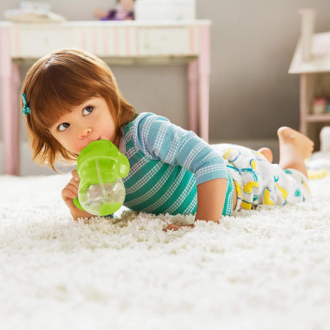 Munchkin Click Lock Weighted Flexi-Straw Cup, Green 7 oz 207ml ***Waterproof Label's Included to Personalise Your Little One's Cup***