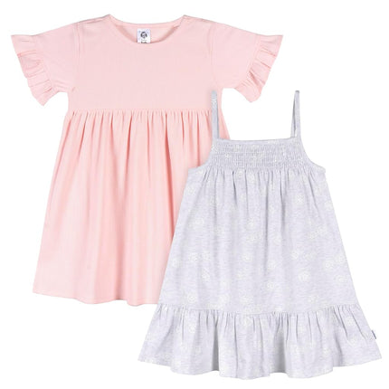 Juego de vestidos Gerber para niñas pequeñas de manga corta y sin mangas, Seaside, 2T