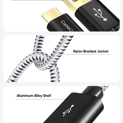 CableCreation 1FT USB A to USB C Fast Charging Braided Cable for Power Bank, Galaxy S23/S22/S21, iPad Pro/Pro Mini, Black