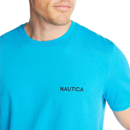 Nautica Men's Short Sleeve Solid Crew Neck T-Shirt Polo, Hawaiian Ocean, Large