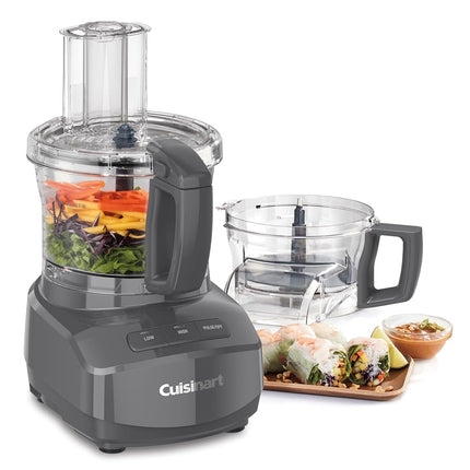 Procesador de alimentos Cuisinart de 9 tazas con alimentación continua, disco reversible para rebanar y rallar fino y mediano, cuchilla universal, accesorio de alimentación continua y almacenamiento dentro del recipiente (gris)