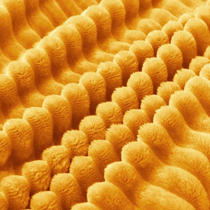 BEDELITE Ribbed Mustard Yellow Fleece Throw Blanket for Couch, 50x70 Inch