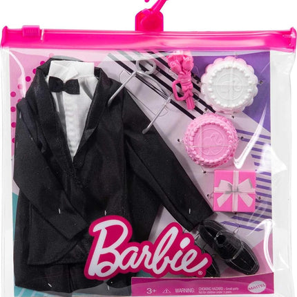 Barbie Fashion Pack: Bridal Outfit for Ken Doll with Tuxedo, Shoes, Watch, Gift, Wedding Cake with Tray & Bouquet, Gift for Kids 3 to 8 Years Old,White