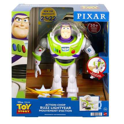 Mattel Disney and Pixar Toy Story Talking Buzz Lightyear Action Figure with Motion, Action Chop 10-inch Collectible with 30+ Sounds & Phrases, HFY34